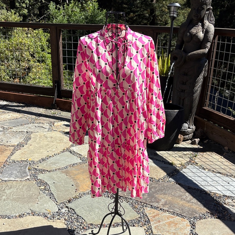 Zara Pink and White Patterned Dress